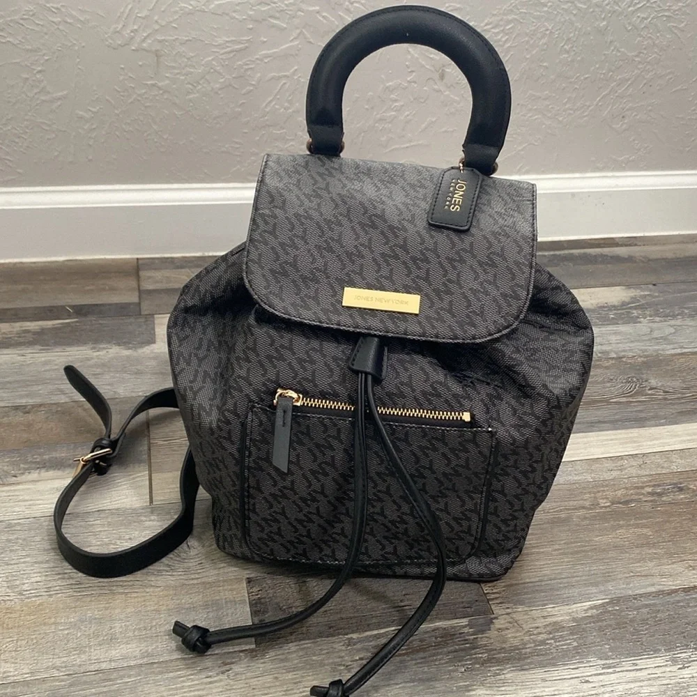 Jones New York Charcoal and Black Textured Backpack